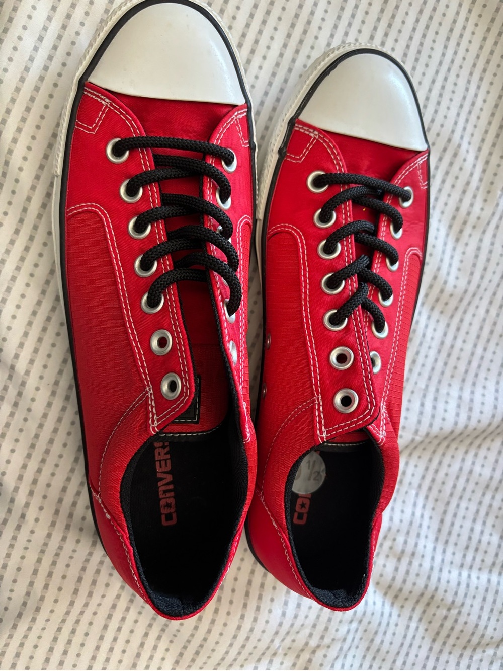 Converse Red and White Low-Top Canvas Sneakers for Men